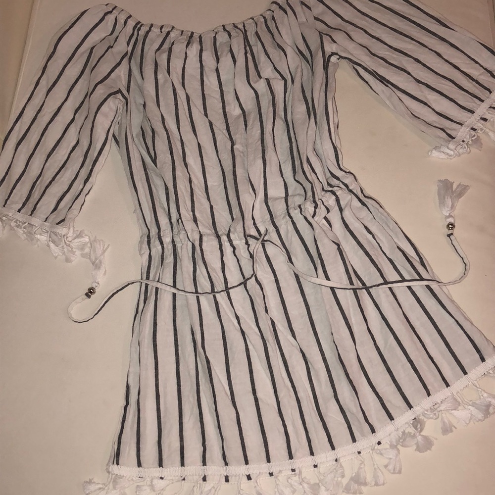 Blue and white dress